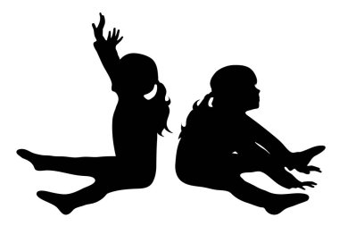 çocuk beyaz zemin üzerine siluet vektör.