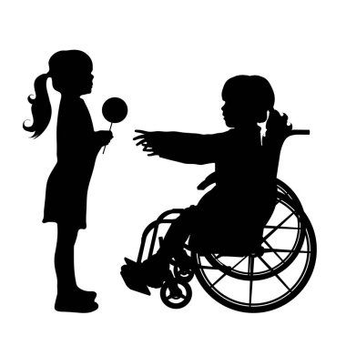 Kız beyaz zemin üzerine siluet vektör.