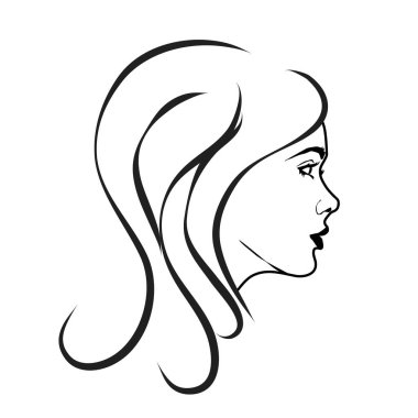 Bir kadının yüzüne beyaz arka plan üzerinde vektör çizim.