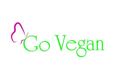 Vektör çizim, beyaz arka plan üzerinde yazıt Vegan git.