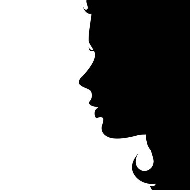 Bir kadının yüzüne beyaz arka plan üzerinde vektör çizim.