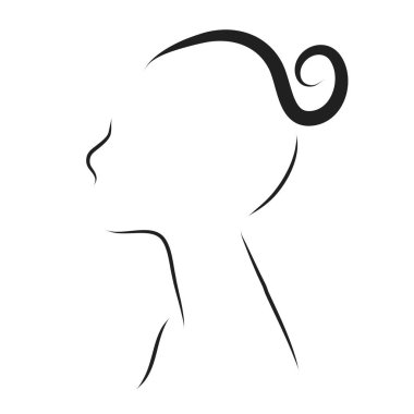 Genç güzel kadın beyaz bir arka plan üzerinde vektör logosu.