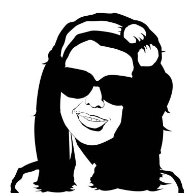 Beyaz zemin yüzündeki kadın silüeti vektör.