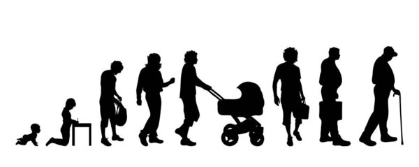 Vector silhouette of a generation of people.