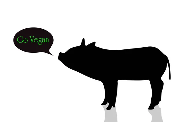 돼지의 실루엣 배경에 채식주의 — 스톡 벡터