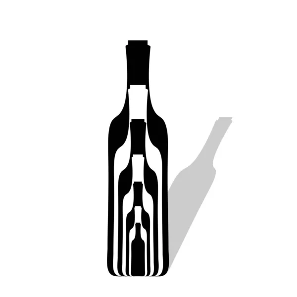 Silueta Vectorial Botellas Vino Sobre Fondo Blanco — Vector de stock