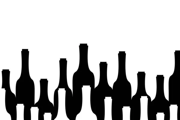 Vektor Silhouette Von Weinflaschen Auf Weißem Hintergrund — Stockvektor