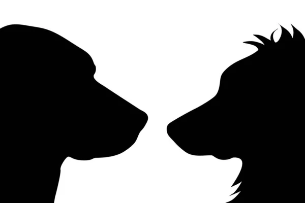 Illustrazione Vettoriale Due Simpatici Cagnolini Sull Erba Sfondo Bianco — Vettoriale Stock