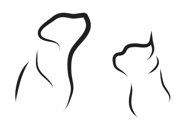 Vektorillustration Katt Och Hund Logotypen Vit Bakgrund — Stock vektor