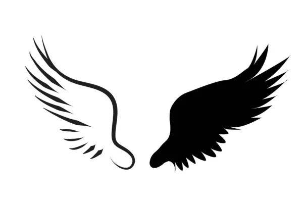 白い背景の上の羽のベクトル シルエット — ストックベクタ