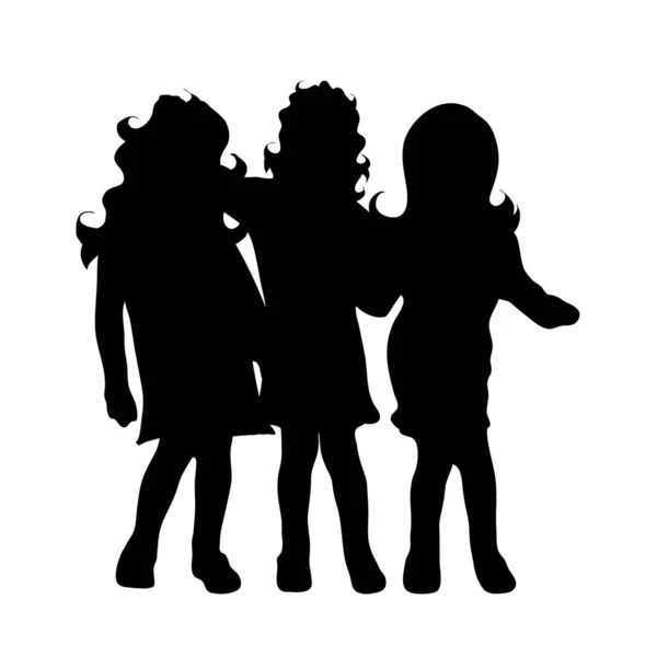 Silhouette Vectorielle Amis Sur Fond Blanc — Image vectorielle