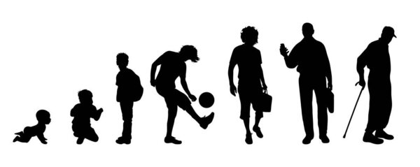 Vector silhouette of a generation of people.