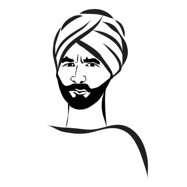 Vector Illustration Arab Man Turban — Stock Vector