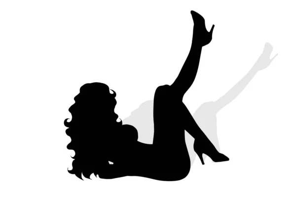 Silhouette Vectorielle Femme Sexy Sur Fond Blanc — Image vectorielle