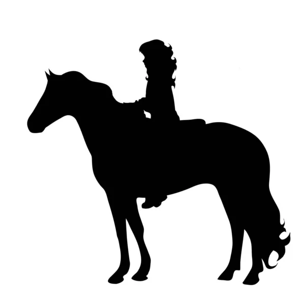 Vector Silhouet Van Een Kind Paard Witte Achtergrond — Stockvector