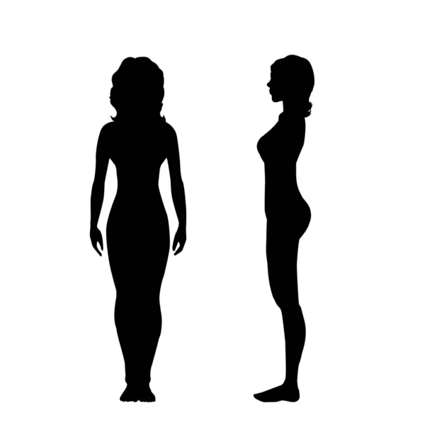 Vector Silhouet Van Vrouw Witte Achtergrond — Stockvector