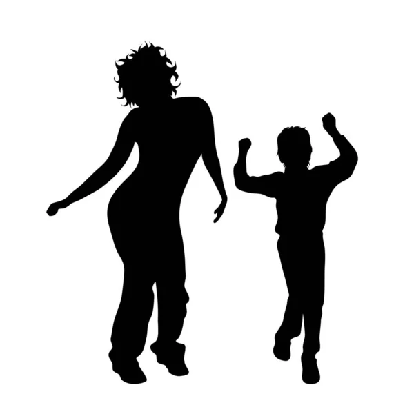 Silhouette Vectorielle Famille Sur Fond Blanc — Image vectorielle