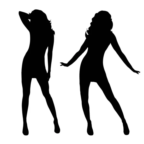 Vector Silhouet Van Sexy Vrouw Witte Achtergrond — Stockvector