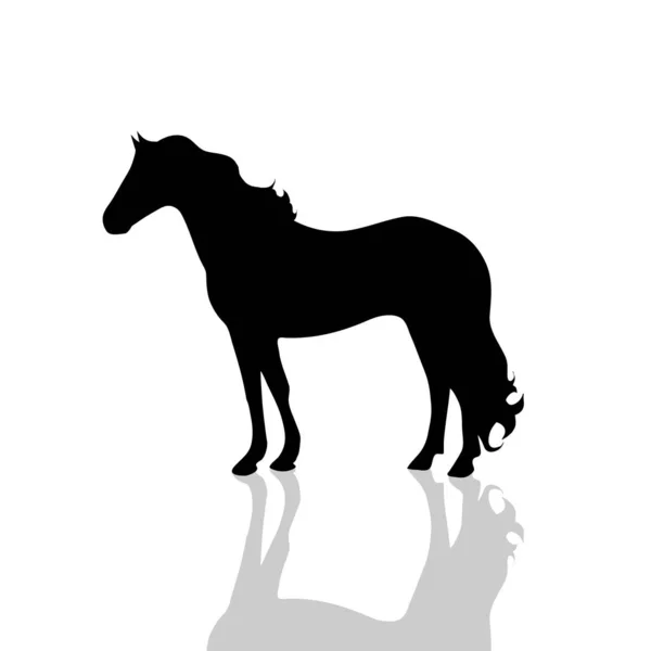 Vector Silhouette Horse White Background — Stock Vector