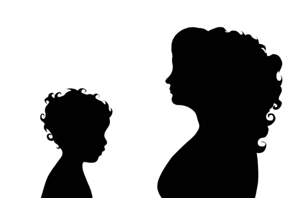 Vector Silhouette Family White Background — Stock Vector