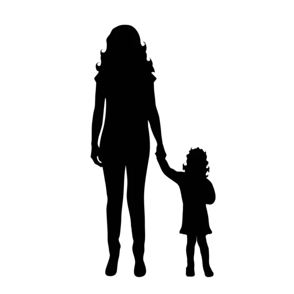 Silhouette Vectorielle Famille Sur Fond Blanc — Image vectorielle