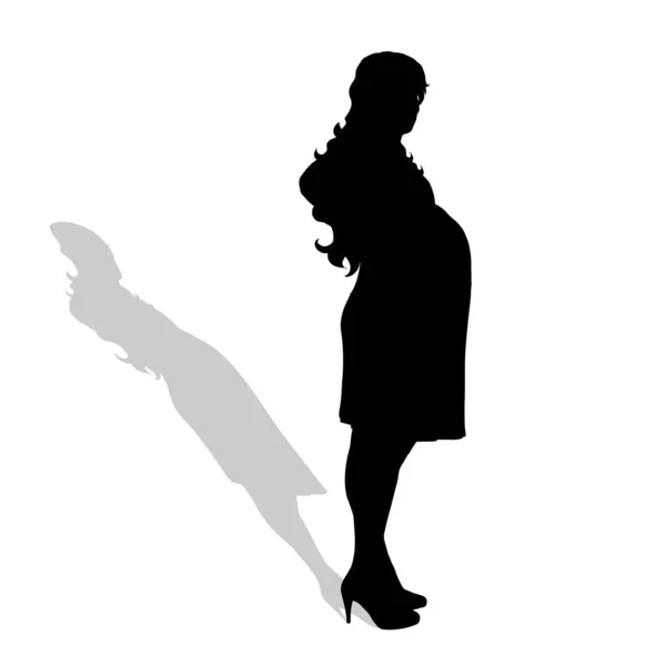 Vector Silhouette Woman White Background — Stock Vector