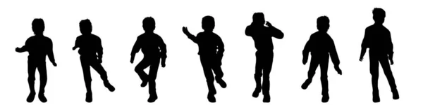 Vektor Silhouette Ikonen Von Kleinen Jungen Auf Weißem Hintergrund — Stockvektor