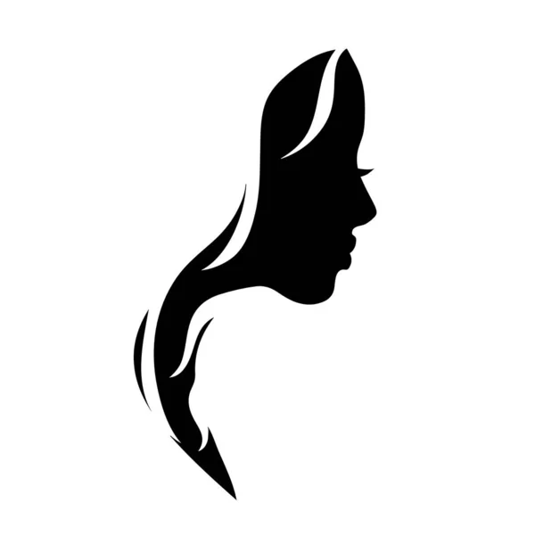 Logotipo Vetor Jovem Mulher Bonita Fundo Branco — Vetor de Stock