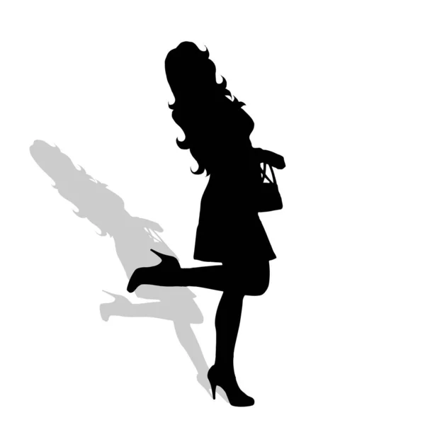 Vektor Silhouette Der Frau Auf Weißem Hintergrund — Stockvektor