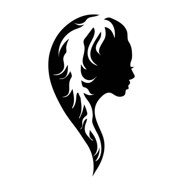 Logo Vektor Dari Wanita Muda Cantik Dengan Latar Belakang Putih - Stok Vektor