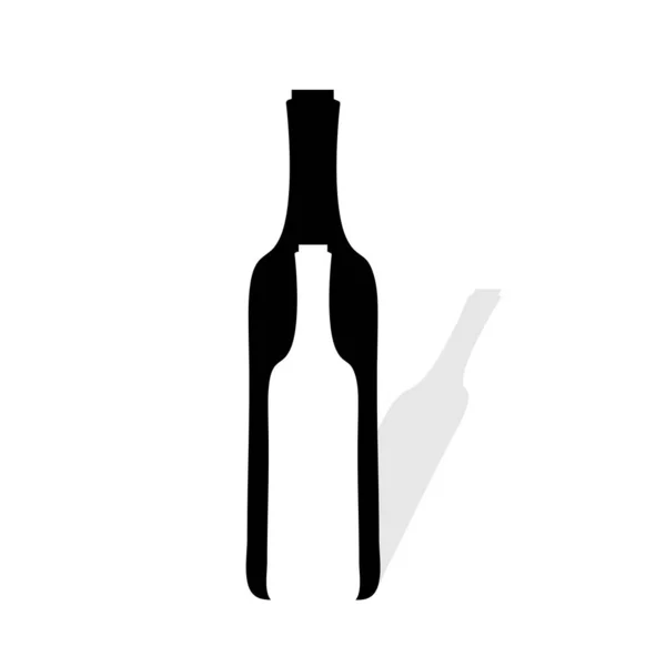 Silueta Vectorial Botella Vino Sobre Fondo Blanco — Archivo Imágenes Vectoriales