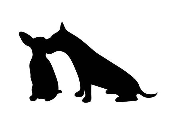 Векторная Иллюстрация Двух Милых Маленьких Собак Белом Фоне — стоковый вектор