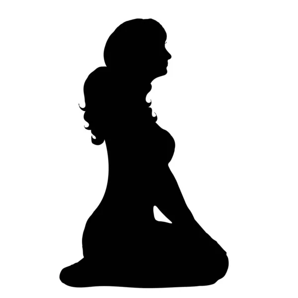 Vector Silhouette Young Woman White Background — Stock Vector