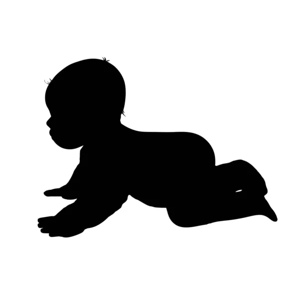 Vector Silhouette Baby White Background — Stock Vector