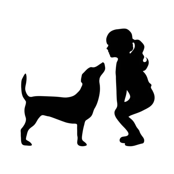 Silhouette der ein Kind mit einem Hund. — Stockvektor © MAJIVECKA 80159900