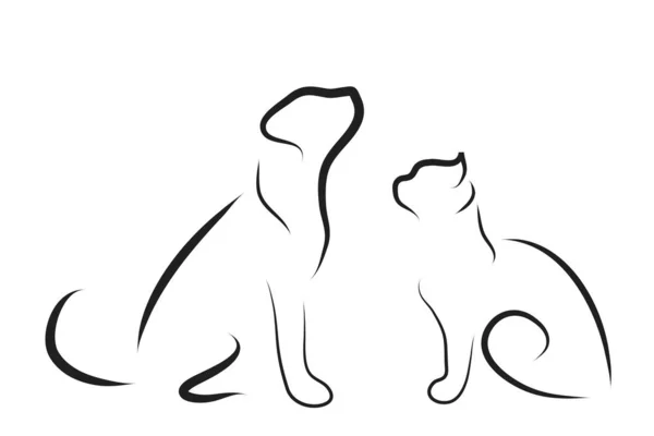 白い背景の上の猫と犬のロゴのベクトル イラスト — ストックベクタ