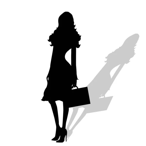 Vector Silhouette Businesswoman White Background — Stock Vector