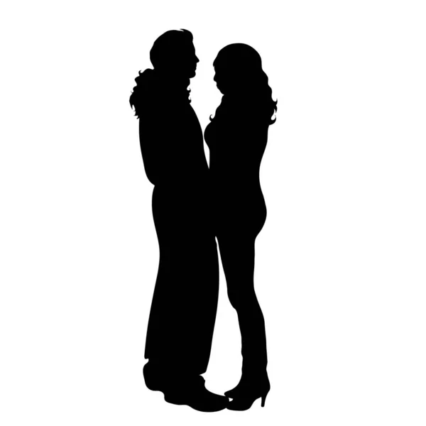 Vector Silhouette Couple White Background — Stock Vector