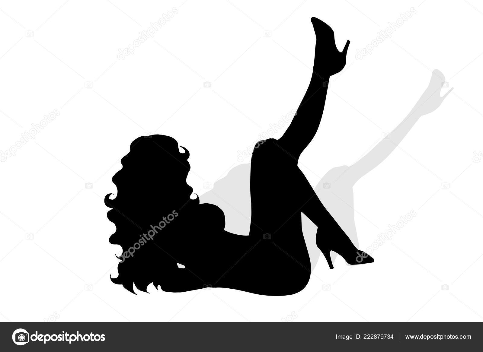 Download Vector Silhouette Sexy Girl White Background — Stock ...