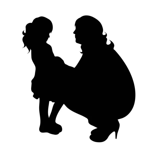 Silhouette Vectorielle Famille Sur Fond Blanc — Image vectorielle