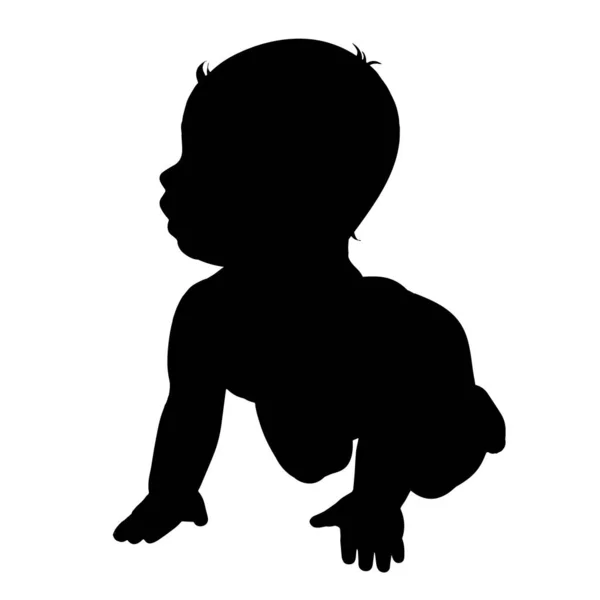 Vector Silhouette Baby White Background — Stock Vector