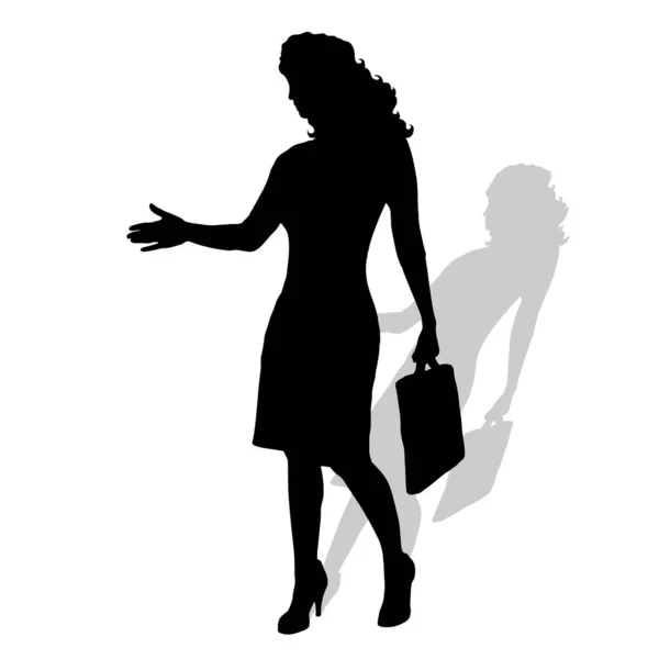 Silueta Vectorial Mujer Negocios Sobre Fondo Blanco — Vector de stock