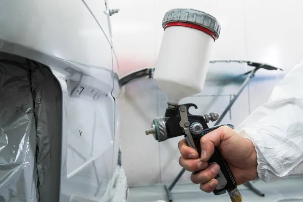 Painter Spray Gun Hands Painter — Stock Photo, Image