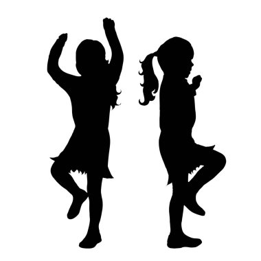 Kız beyaz zemin üzerine siluet vektör.