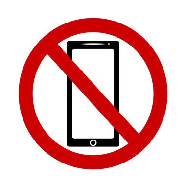 Cep telefonu kullanımı üzerindeki yasağı vektör çizim.