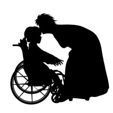 Aile beyaz zemin üzerine siluet vektör.