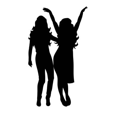 Beyaz arka plan üzerinde dans ediyor kız siluet vektör.