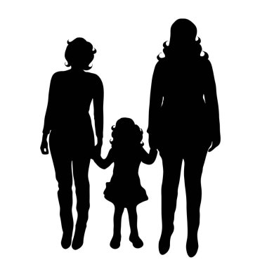 Aile beyaz zemin üzerine siluet vektör.