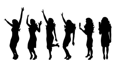 Beyaz arka plan üzerinde dans eden kadının siluet vektör.