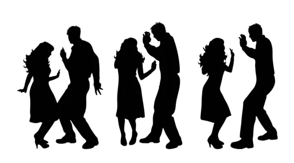 Silhouette Vectorielle Couple Qui Danse Sur Fond Blanc — Image vectorielle